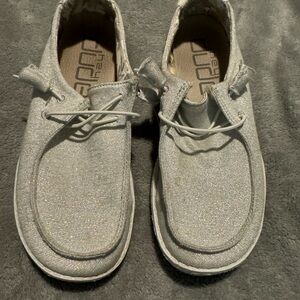 Well Worn Silver Sparkly Hey Dudes Size 7